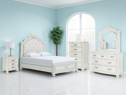 Lakeland Furniture Outlet - Ashley Furniture - Montelaine Bedroom - Queen Upholstered Panel Bed / Antique White - B795B2