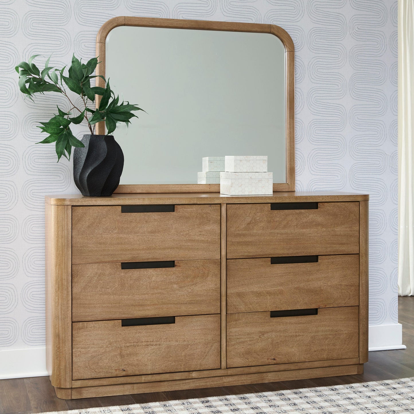 Lakeland Furniture Outlet - Ashley Furniture - Pamaria Bedroom - Dresser and Mirror / Light Brown - PCB802B1