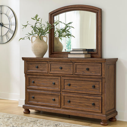 Lakeland Furniture Outlet - Ashley Furniture - Zackaryn Bedroom - Dresser and Mirror / Warm Brown - PCB807B1