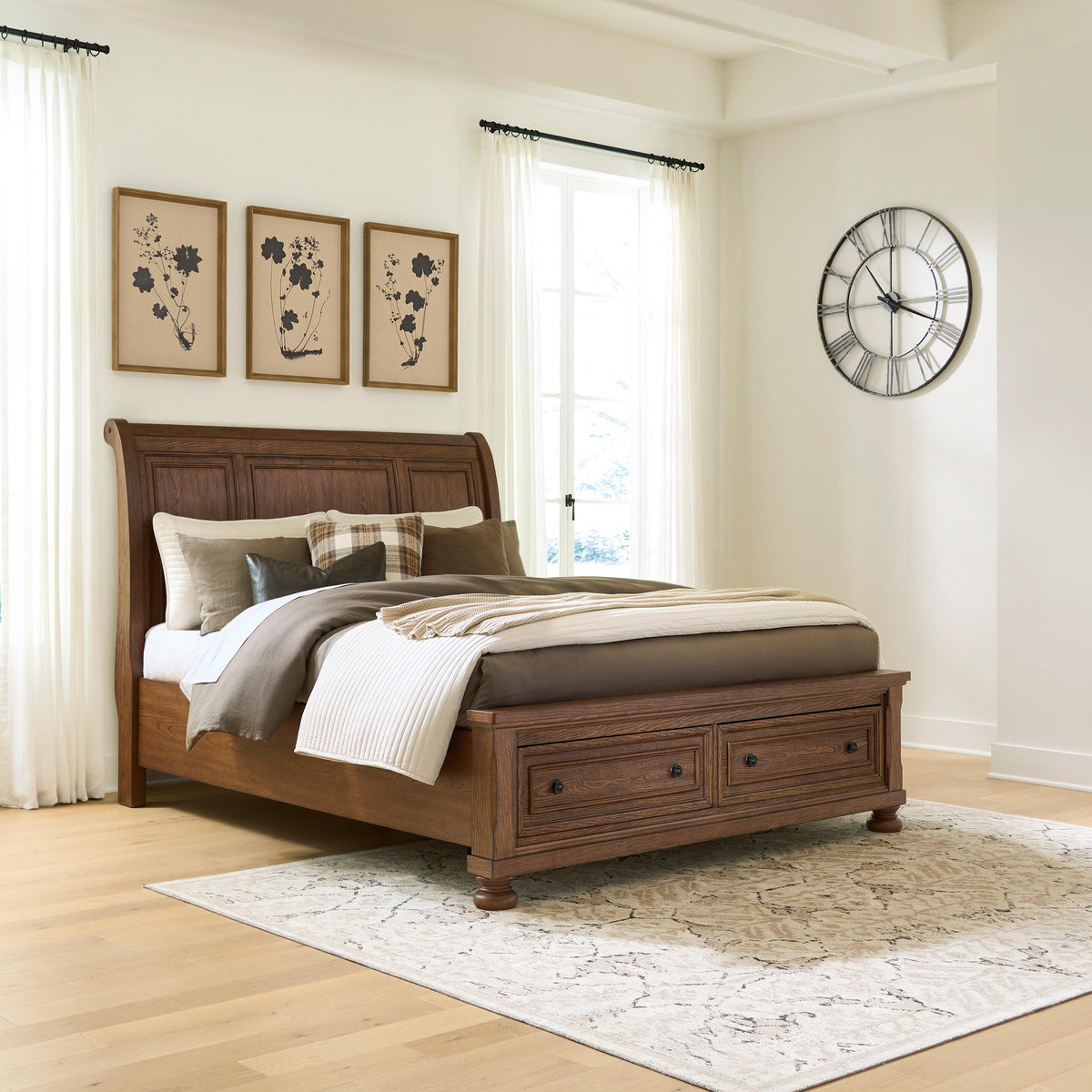 Lakeland Furniture Outlet - Ashley Furniture - Zackaryn Bedroom - Queen Sleigh Storage Bed / Warm Brown - PCB807B4