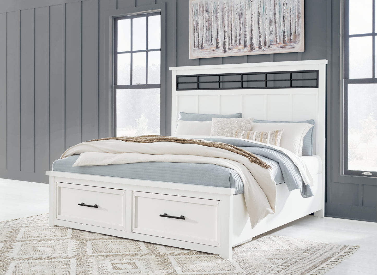 Lakeland Furniture Outlet - Ashley Furniture - Ashbryn Bedroom - King Panel Storage Bed / White/Natural - B844B4