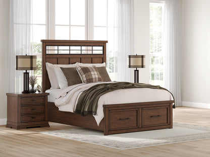 Lakeland Furniture Outlet - Ashley Furniture - Taffenbrook Bedroom - Queen Panel Storage Bed / Medium Brown - B849B2