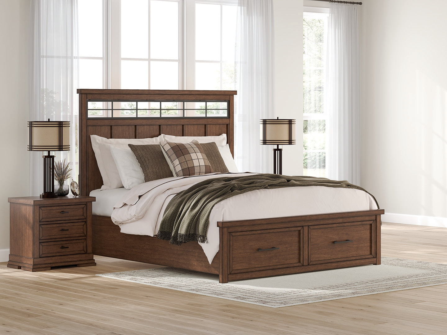 Lakeland Furniture Outlet - Ashley Furniture - Taffenbrook Bedroom - California King Panel Storage Bed / Medium Brown - B849B5