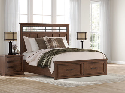 Lakeland Furniture Outlet - Ashley Furniture - Taffenbrook Bedroom - King Panel Storage Bed / Medium Brown - B849B4