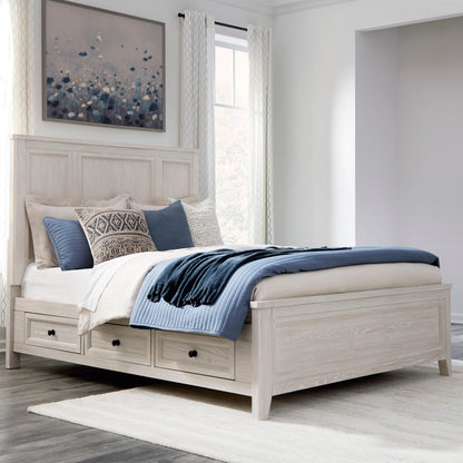 Lakeland Furniture Outlet - Ashley Furniture - Darbonton Bedroom - Queen Panel Storage Bed / Dove White - PCB853B2