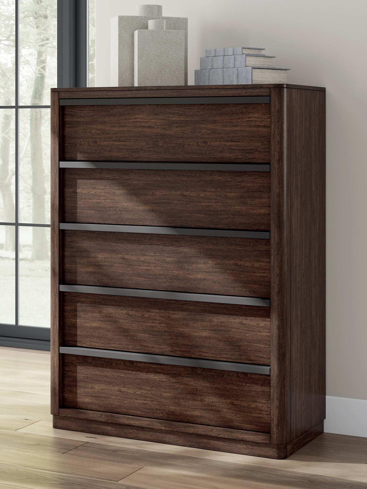 Lakeland Furniture Outlet - Ashley Furniture - Dilenno Bedroom - Five Drawer Chest / Dark Brown - PCB857-46