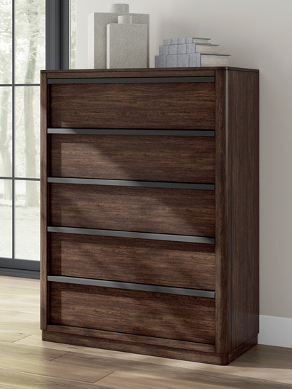 Lakeland Furniture Outlet - Ashley Furniture - Dilenno Bedroom - Five Drawer Chest / Dark Brown - PCB857-46