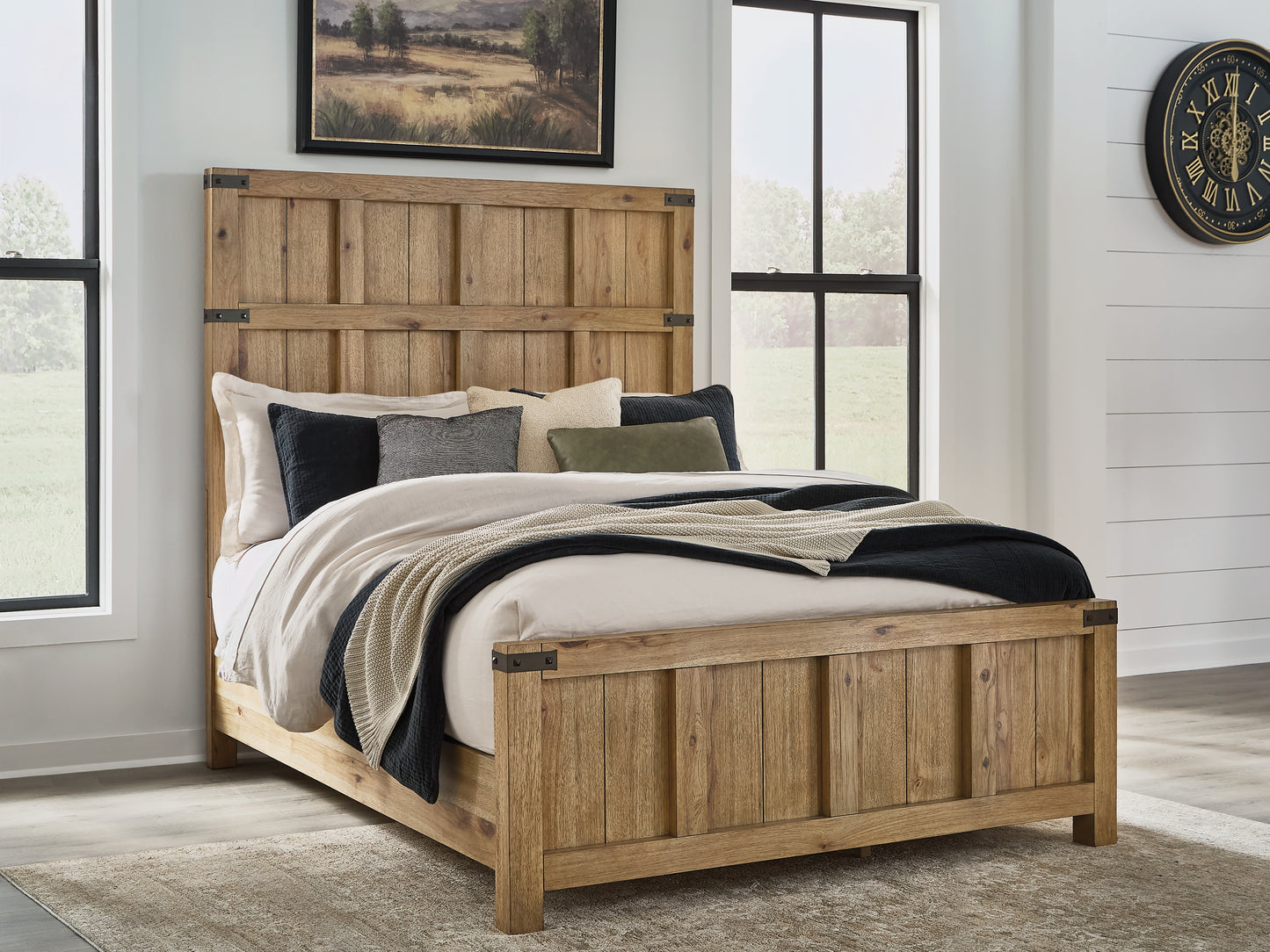 Lakeland Furniture Outlet - Ashley Furniture - Ridgester Bedroom - Queen Panel Bed / Light Brown - B858B2