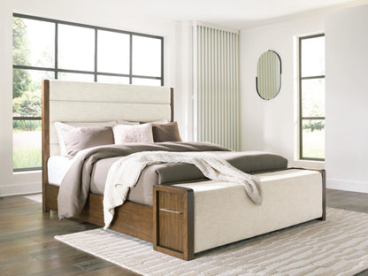 Lakeland Furniture Outlet - Ashley Furniture - Marxmore Bedroom - King Upholstered Storage Bed / Brown - B863B4