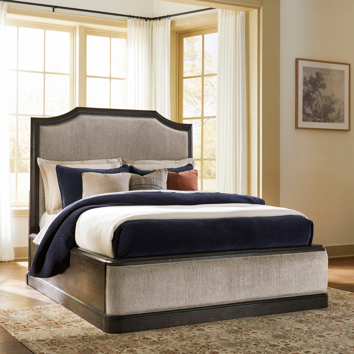 Lakeland Furniture Outlet - Ashley Furniture - Wickenger Bedroom - Queen Upholstered Panel Bed / Dark Brown - PCB889B2