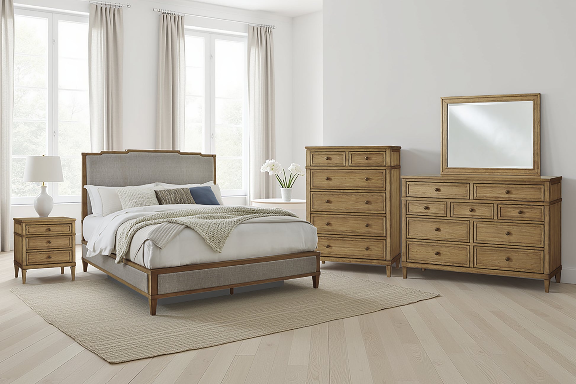 Lakeland Furniture Outlet - Ashley Furniture - Sharlance Bedroom - Queen Upholstered Panel Bed / Green/Brown - B895B2