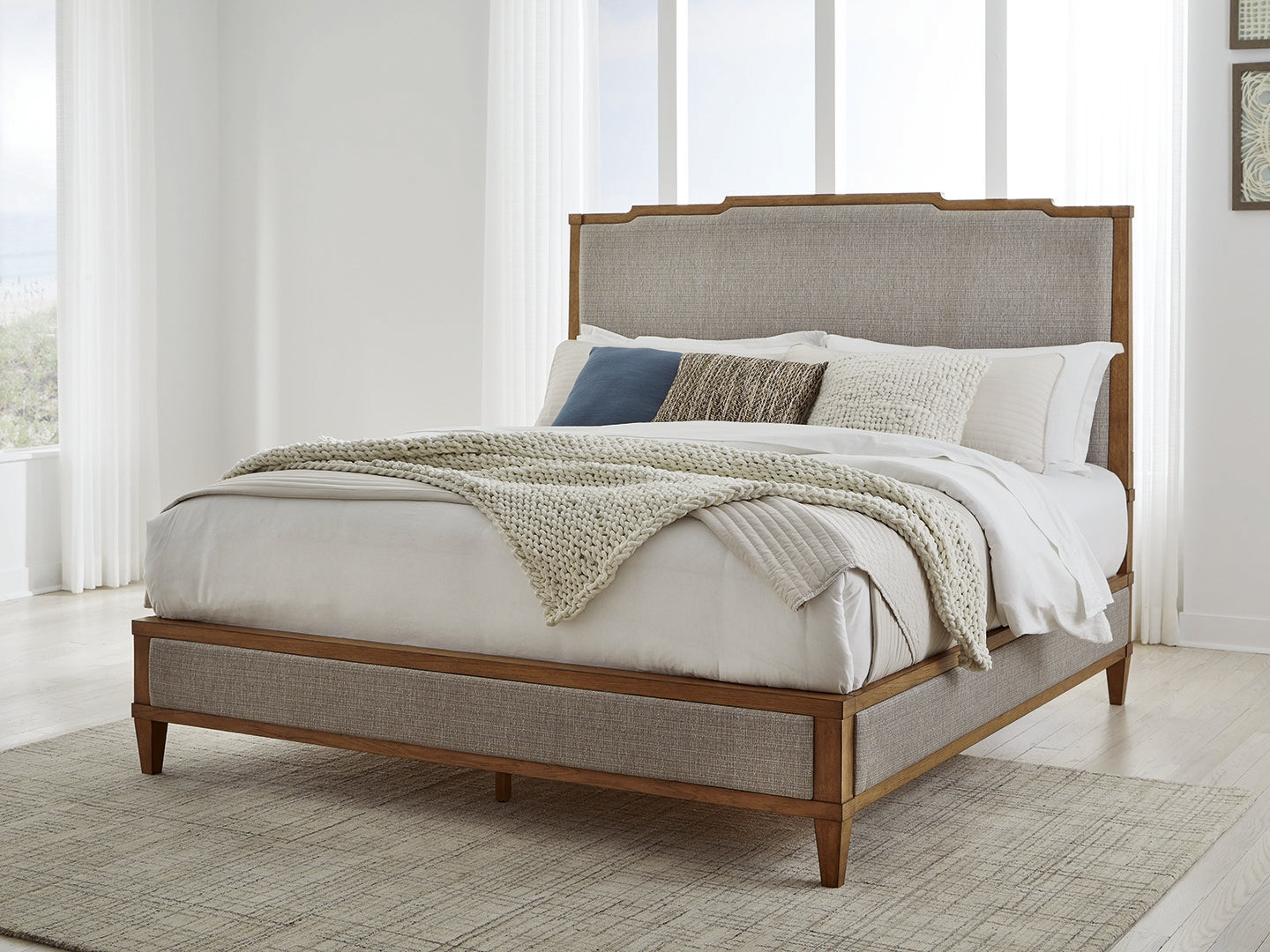 Lakeland Furniture Outlet - Ashley Furniture - Sharlance Bedroom - King Upholstered Panel Bed / Light Brown - B895B6