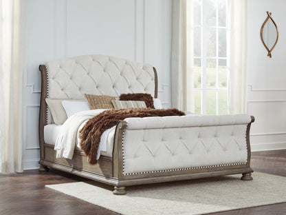 Lakeland Furniture Outlet - Ashley Furniture - Ardenfield Bedroom - California King Upholstered Sleigh Bed / Light Brown - B944B5