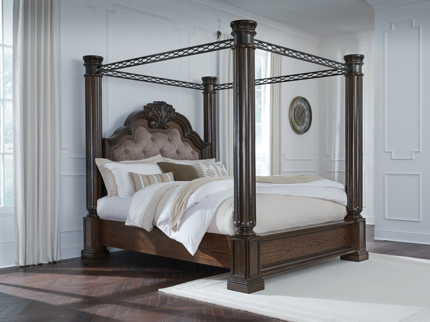Lakeland Furniture Outlet - Ashley Furniture - Maylee Bedroom - Queen Canopy Bed / Dark Brown - B947B8