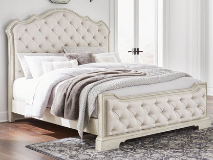 Lakeland Furniture Outlet - Ashley Furniture - Arlendyne Bedroom - King Upholstered Bed / Antique White - B980B4