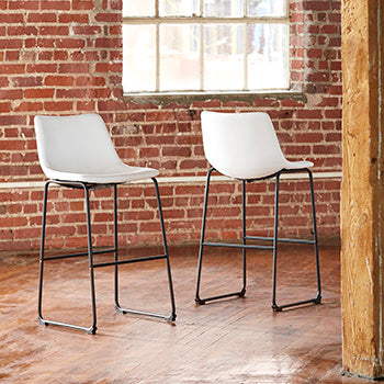 Lakeland Furniture Outlet - Ashley Furniture - Centiar Dining Room - Pub Height Bar Stool (Set of 2) / White - D372-730X2