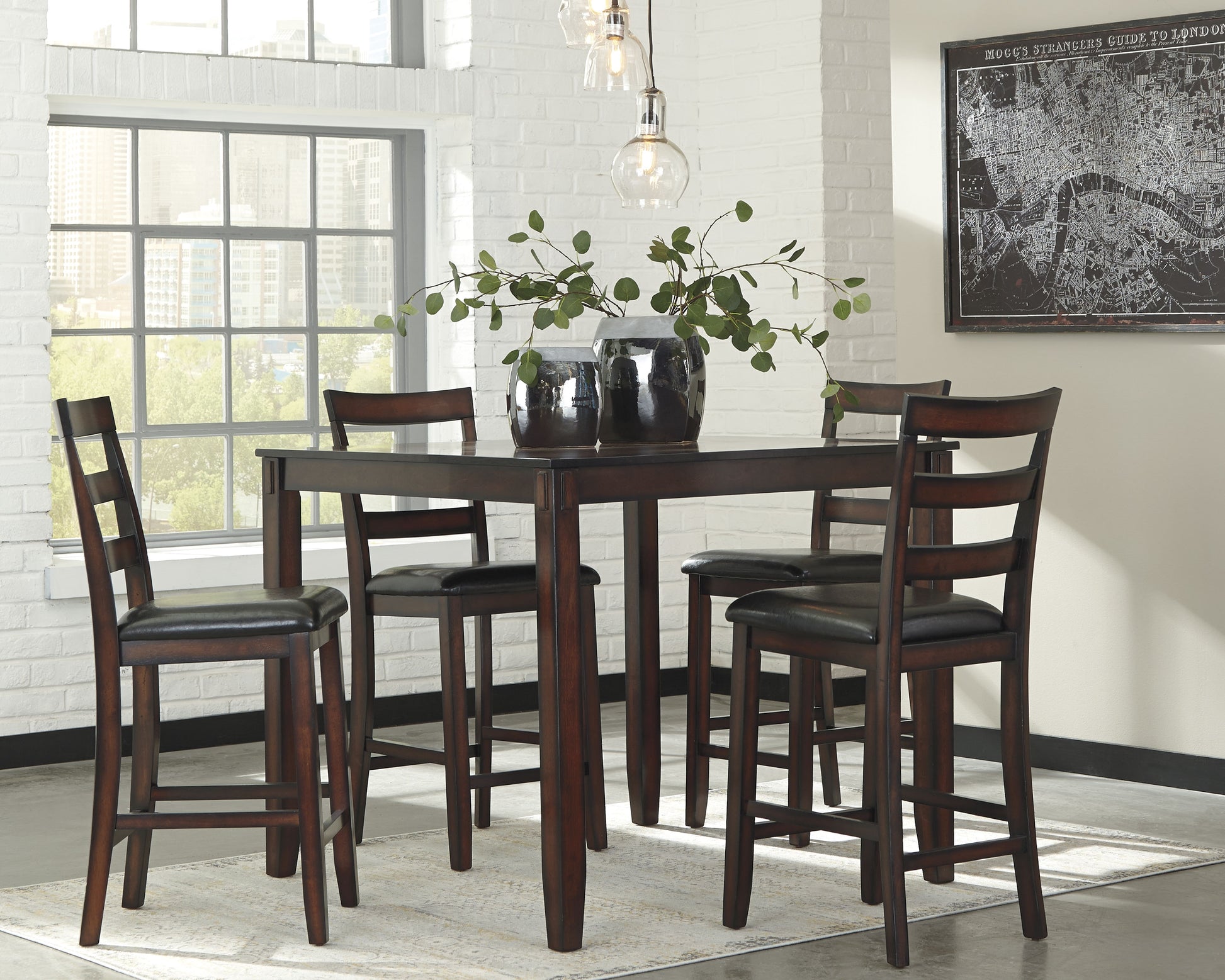 Lakeland Furniture Outlet - Ashley Furniture - Coviar Dining Room - DRM Counter Table Set (5/CN) / Brown - D385-223