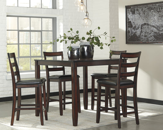 Lakeland Furniture Outlet - Ashley Furniture - Coviar Dining Room - DRM Counter Table Set (5/CN) / Brown - D385-223