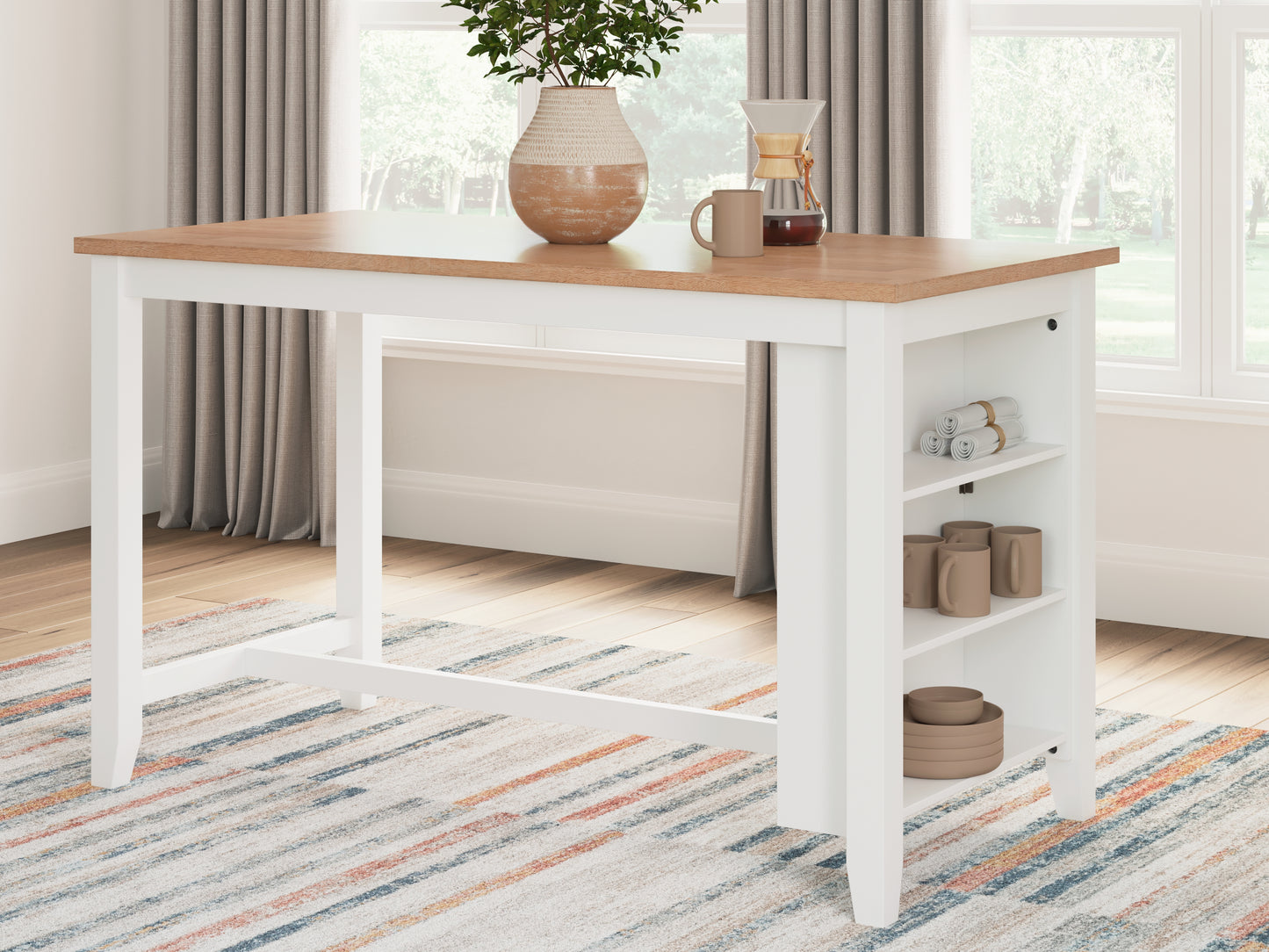 Lakeland Furniture Outlet - Ashley Furniture - Gesthaven Dining Room - RECT Dining Room Counter Table / Natural/White - D398-13