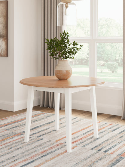 Lakeland Furniture Outlet - Ashley Furniture - Gesthaven Dining Room - Round DRM Drop Leaf Table / Natural/White - D398-15