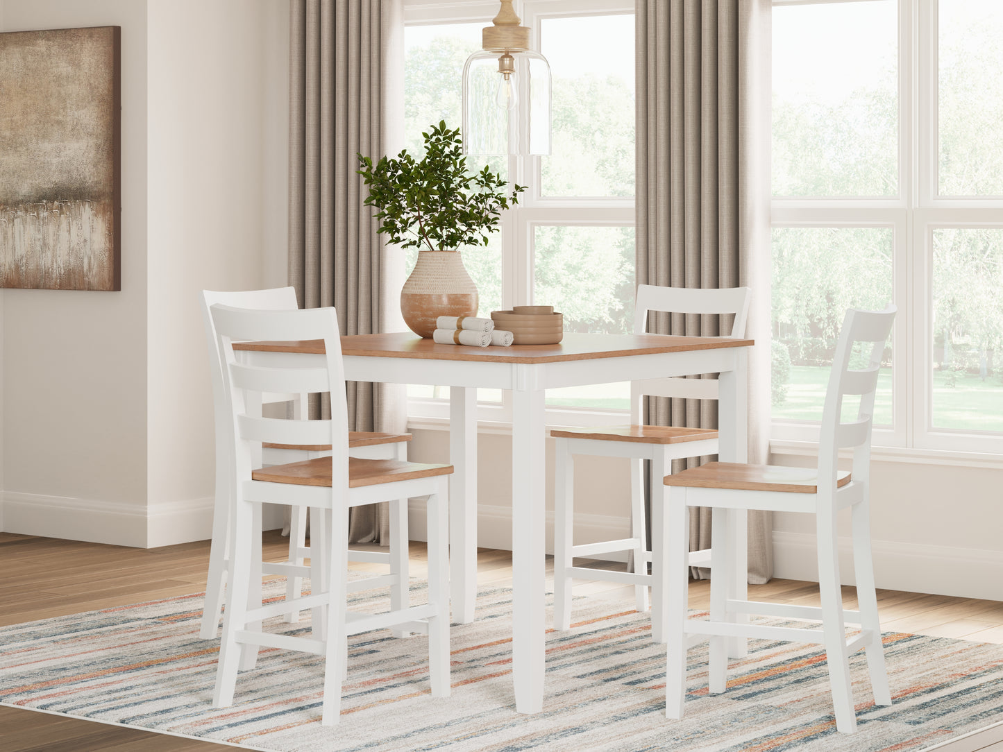 Lakeland Furniture Outlet - Ashley Furniture - Gesthaven Dining Room - DRM Counter Table Set (5/CN) / Natural/White - D398-223