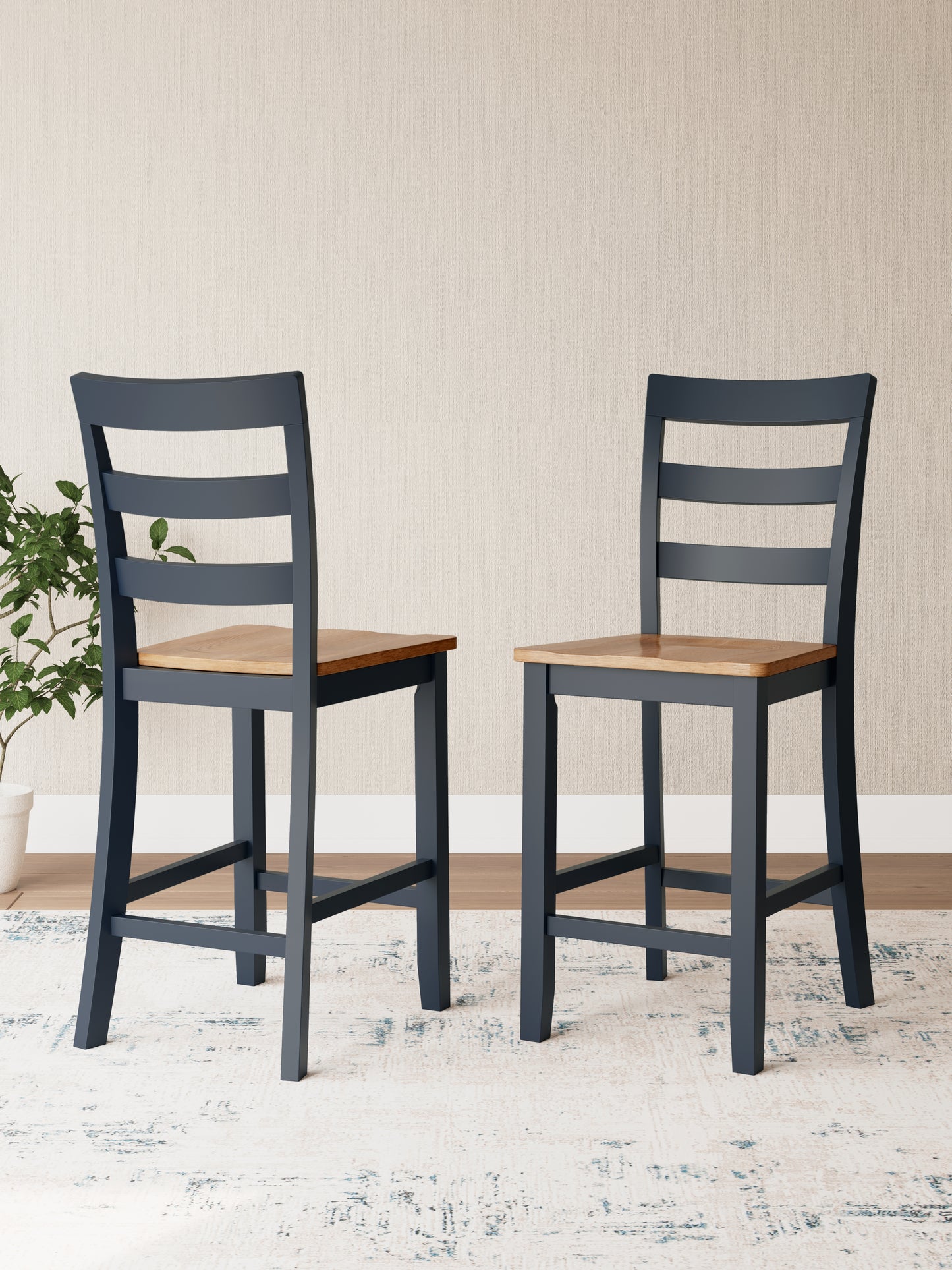 Lakeland Furniture Outlet - Ashley Furniture - Gesthaven Dining Room - Counter Height Barstool (Set of 2) / Natural/Blue - D399-124X2