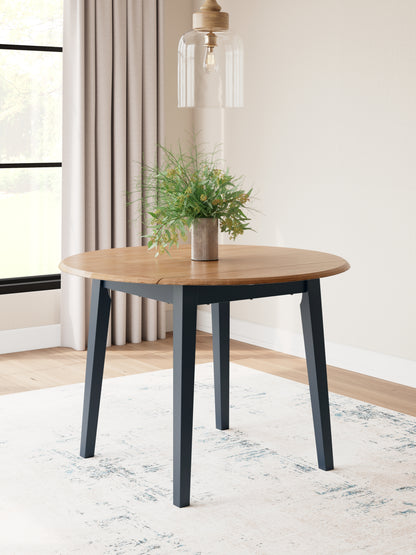 Lakeland Furniture Outlet - Ashley Furniture - Gesthaven Dining Room - Round DRM Drop Leaf Table / Natural/Blue - D399-15