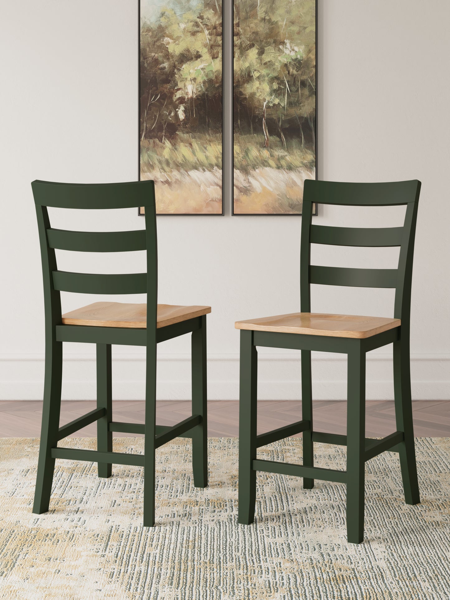Lakeland Furniture Outlet - Ashley Furniture - Gesthaven Dining Room - Counter Height Barstool (Set of 2) / Natural/Green - D401-124X2