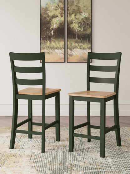 Lakeland Furniture Outlet - Ashley Furniture - Gesthaven Dining Room - Counter Height Barstool (Set of 2) / Natural/Green - D401-124X2