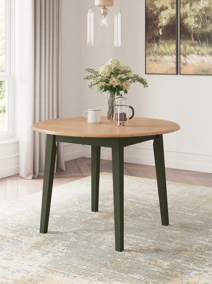 Lakeland Furniture Outlet - Ashley Furniture - Gesthaven Dining Room - Round DRM Drop Leaf Table / Natural/Green - D401-15