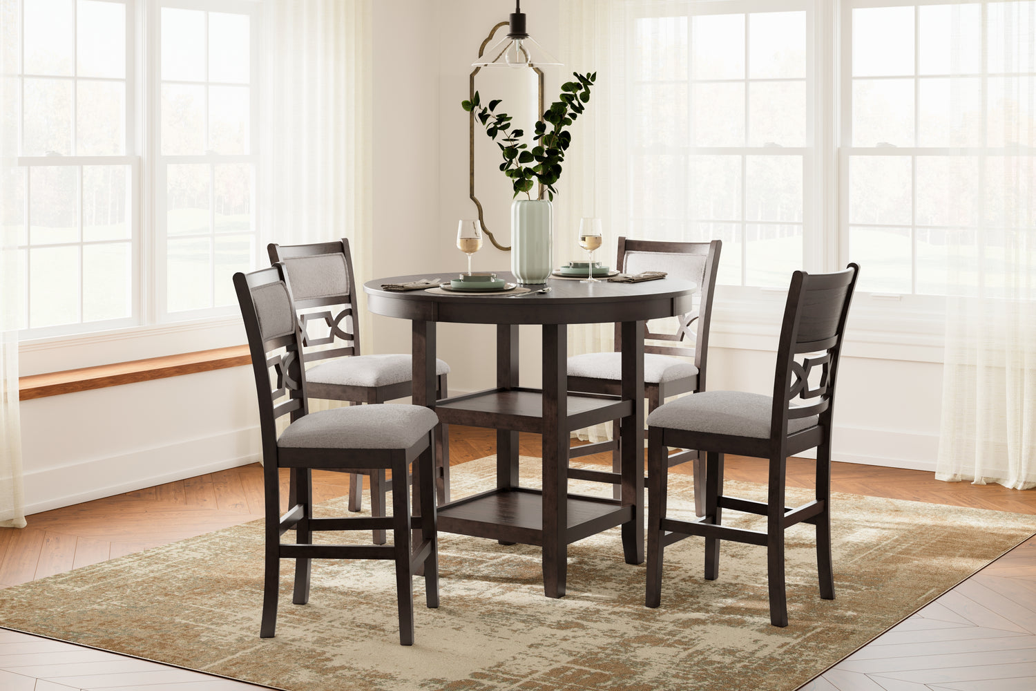 Lakeland Furniture Outlet - Ashley Furniture - Langwest Dining Room - DRM Counter Table Set (5/CN) - D422-223