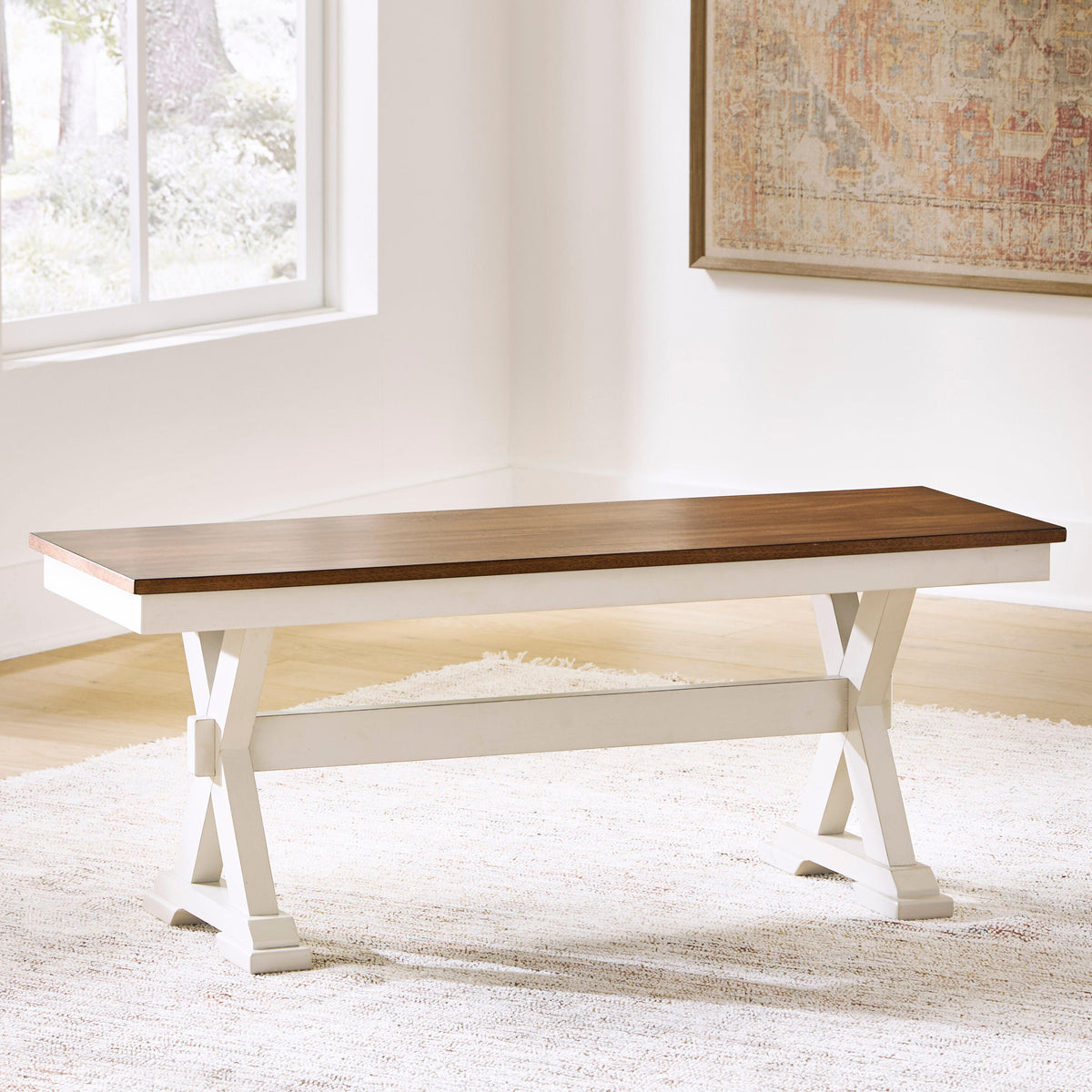 Lakeland Furniture Outlet - Ashley Furniture - Brinfern Dining Room - Large Dining Room Bench / Brown/Antique White / 48"W x 16"D x 19"H - PCD628-00