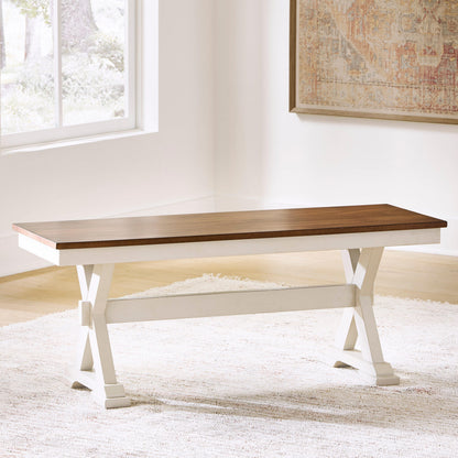 Lakeland Furniture Outlet - Ashley Furniture - Brinfern Dining Room - Large Dining Room Bench / Brown/Antique White / 48"W x 16"D x 19"H - PCD628-00