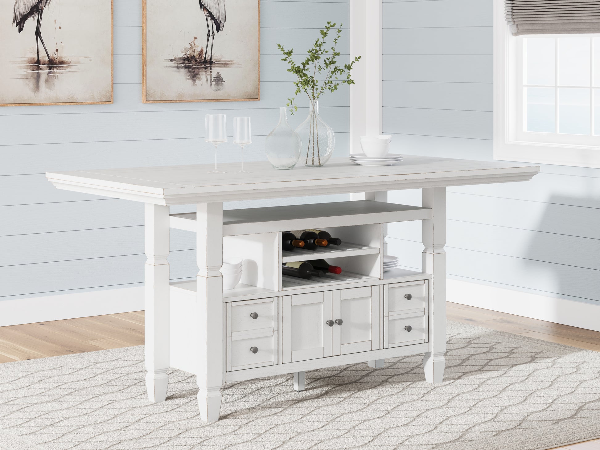 Lakeland Furniture Outlet - Ashley Furniture - Robbinsdale Dining Room - Counter Height Dining Table / Antique White / 36"W x 72"D x 37"H - D642D7