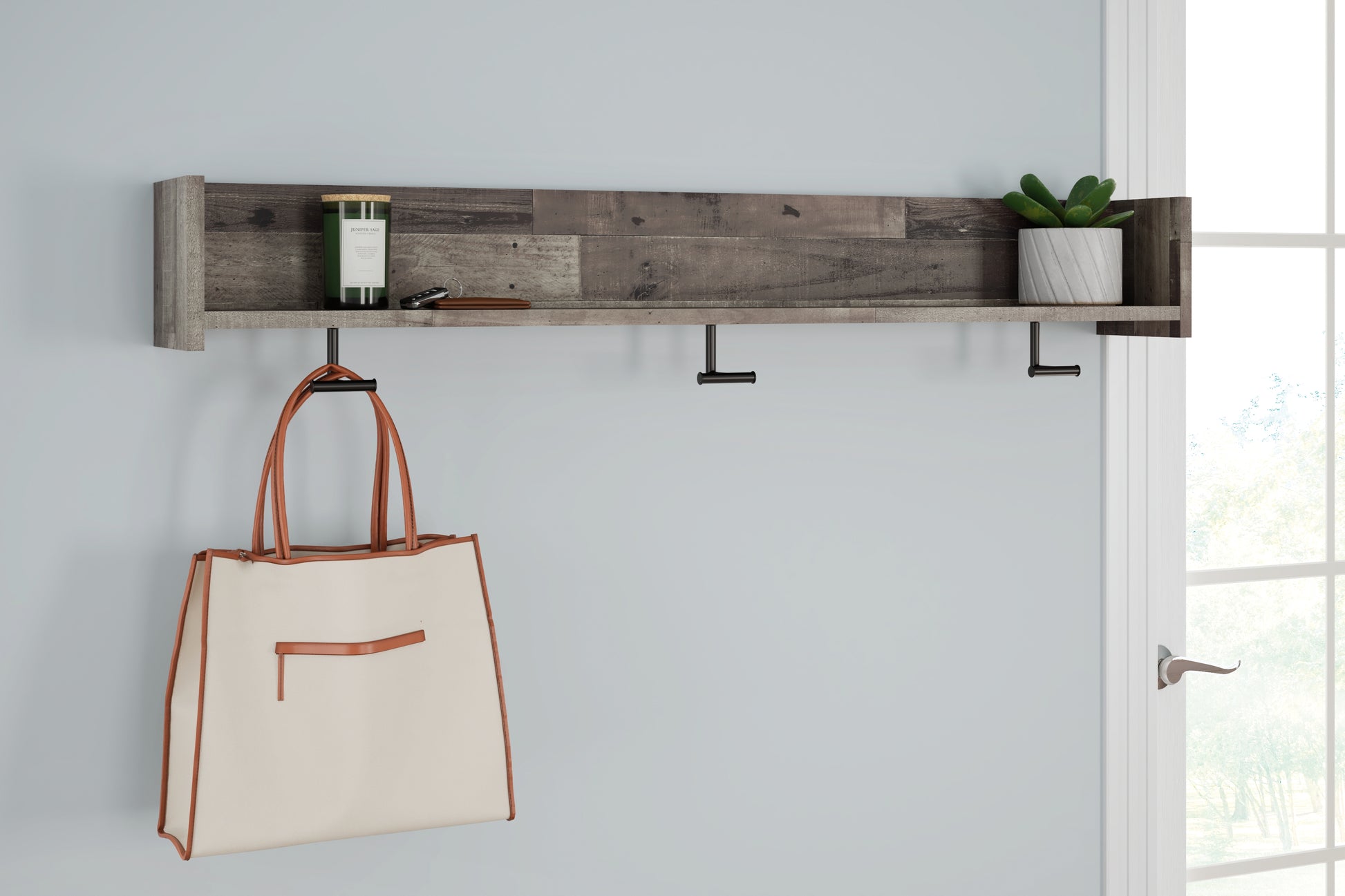 Lakeland Furniture Outlet - Ashley Furniture - Neilsville Wall Decor - Wall Mounted Coat Rack w/Shelf - EA2120-151