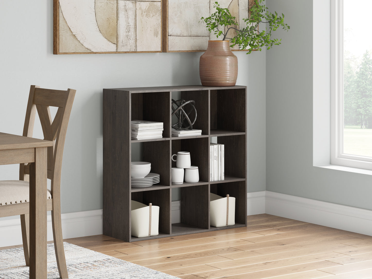 Lakeland Furniture Outlet - Ashley Furniture - Piperton Nine Cube Organizer - Nine Cube Organizer / Charcoal - EA5514-3X3