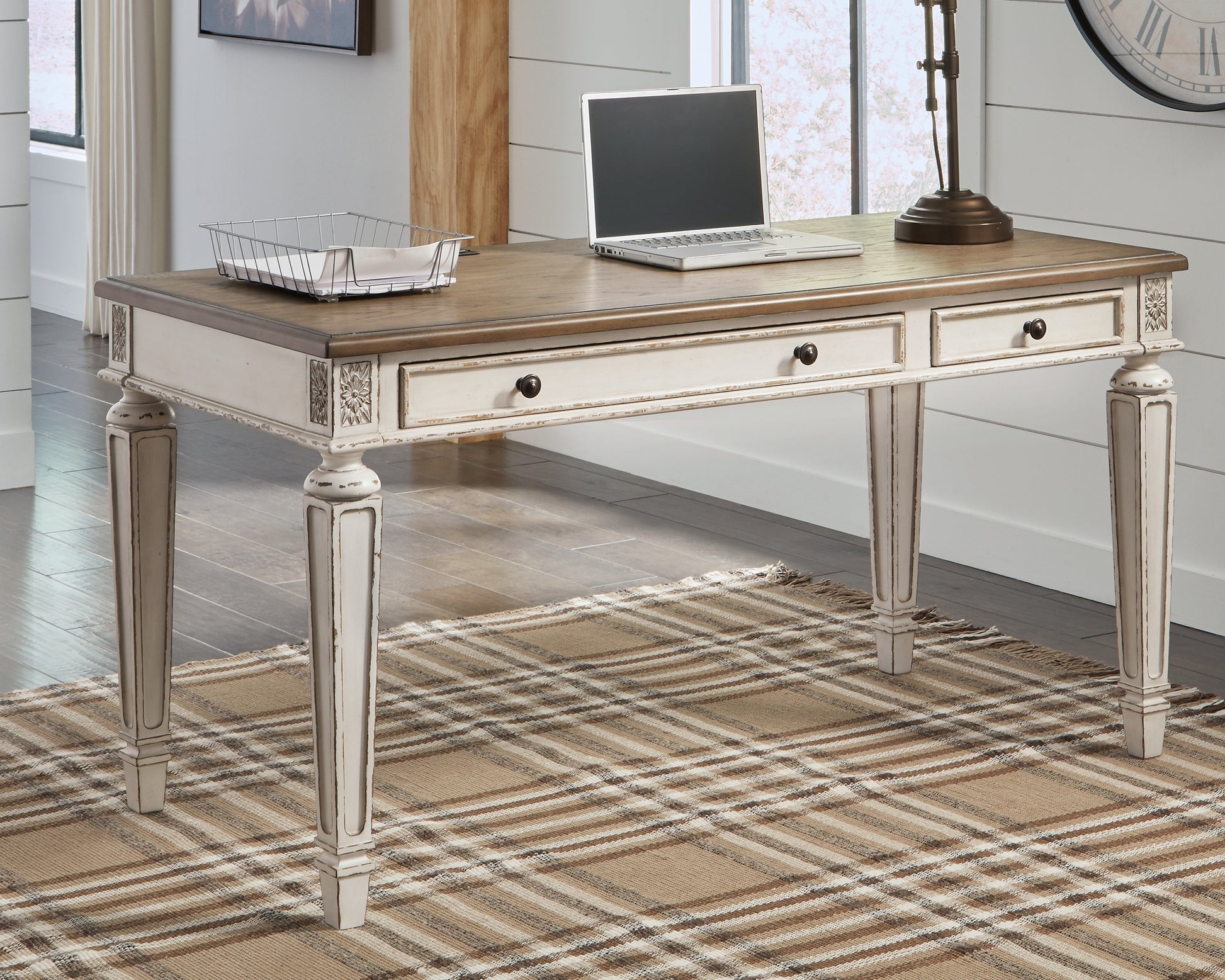 Lakeland Furniture Outlet - Ashley Furniture - Realyn Office Desk - Home Office Desk / White/Brown - H743-34