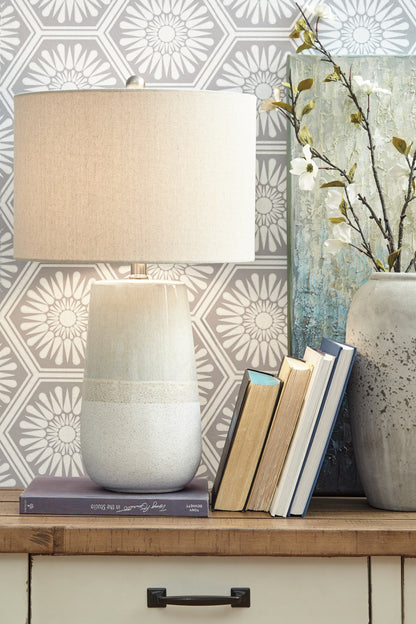 Lakeland Furniture Outlet - Ashley Furniture - Shavon Lighting - Ceramic Table Lamp (1/CN) / Beige/White - L100724