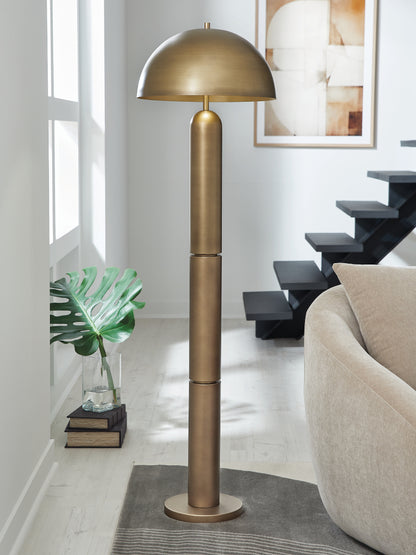 Lakeland Furniture Outlet - Ashley Furniture - Wendfield Lighting - Metal Floor Lamp (1/CN) / Antique Gold Finish - L208511