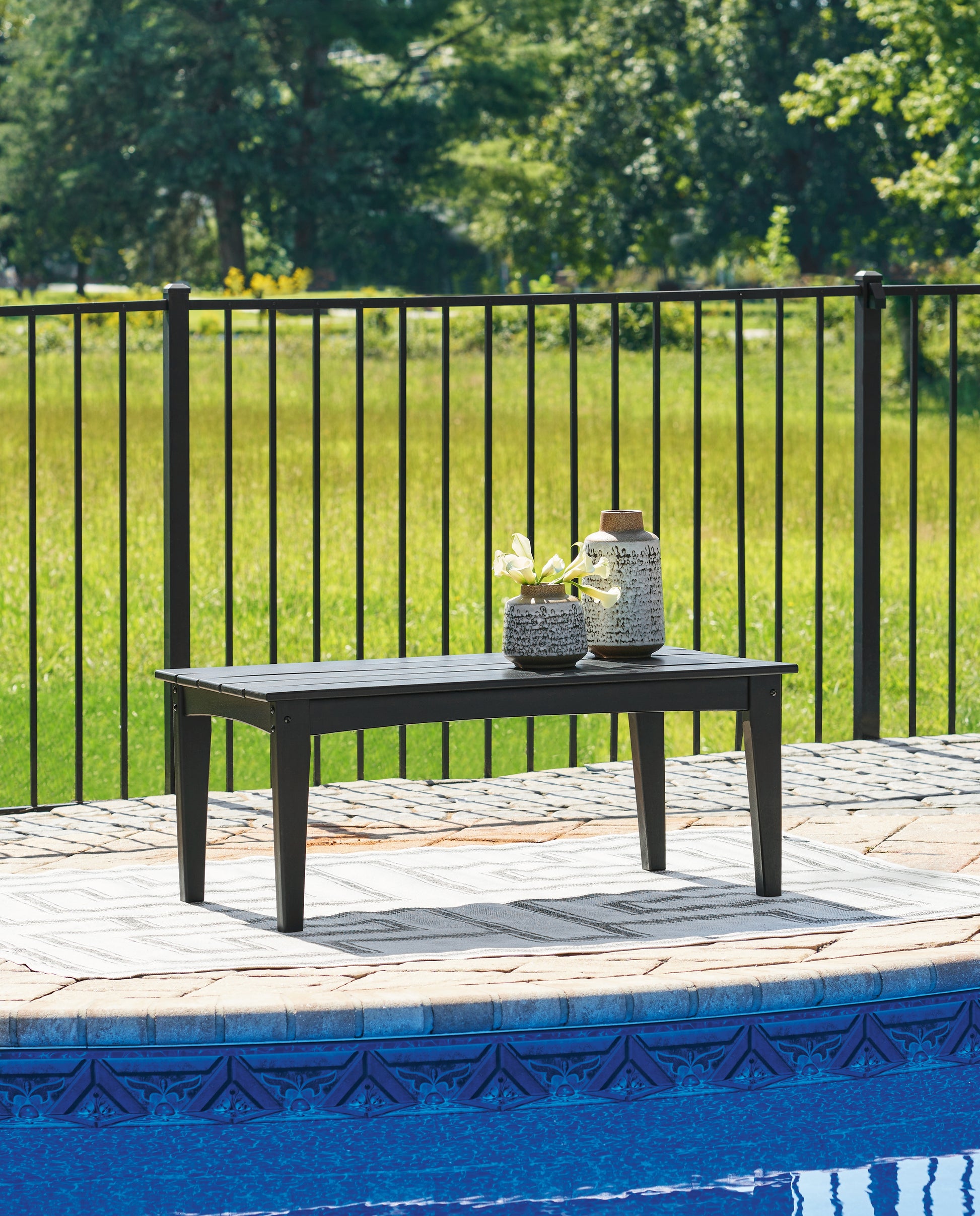 Lakeland Furniture Outlet - Ashley Furniture - Hyland Wave Outdoor - Rectangular Cocktail Table / Black - P108-701