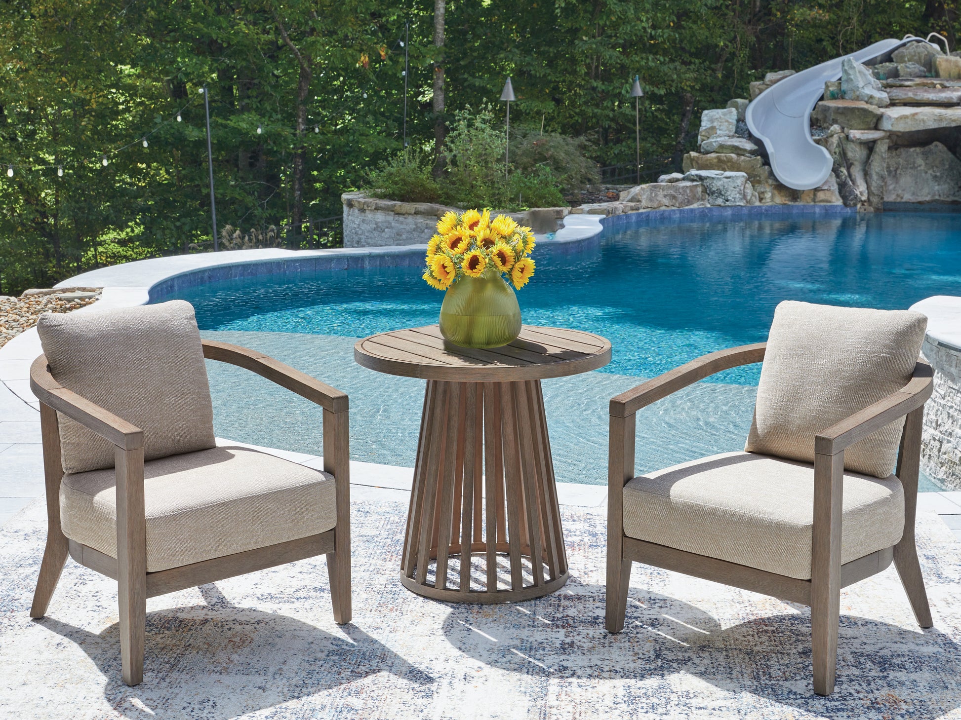 Lakeland Furniture Outlet - Ashley Furniture - Joy Lagoon Outdoor - Chairs w/CUSH/Table Set (3/CN) - PCP310-050
