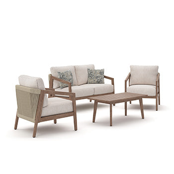 Lakeland Furniture Outlet - Ashley Furniture - Nature Lane Outdoor - Sofa/Chairs/Table Set (4/CN) - PCP355-081
