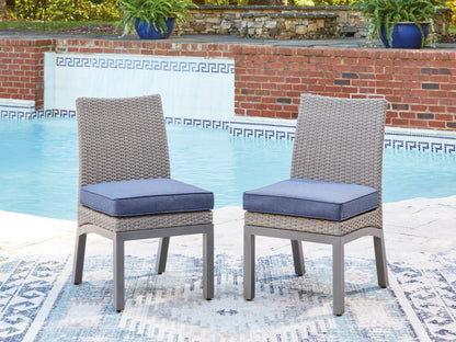 Lakeland Furniture Outlet - Ashley Furniture - Half Moon Beach Outdoor - Side Chair with Cushion (Set of 2) / Blue/Gray - PCP418-601