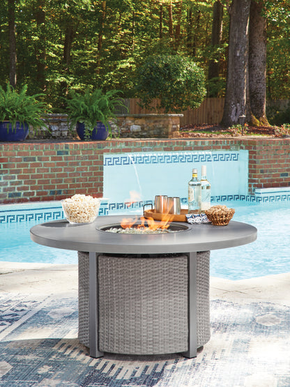 Lakeland Furniture Outlet - Ashley Furniture - Half Moon Beach Outdoor - Round Fire Pit Table / Gray - PCP418-776
