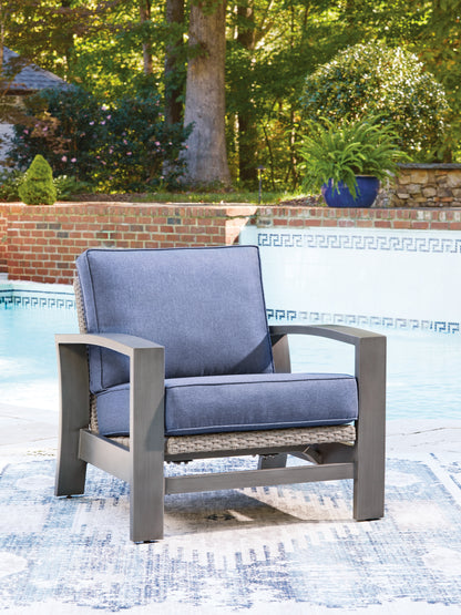 Lakeland Furniture Outlet - Ashley Furniture - Half Moon Beach Outdoor - Spring Lounge Chair / Blue/Gray - PCP418-820