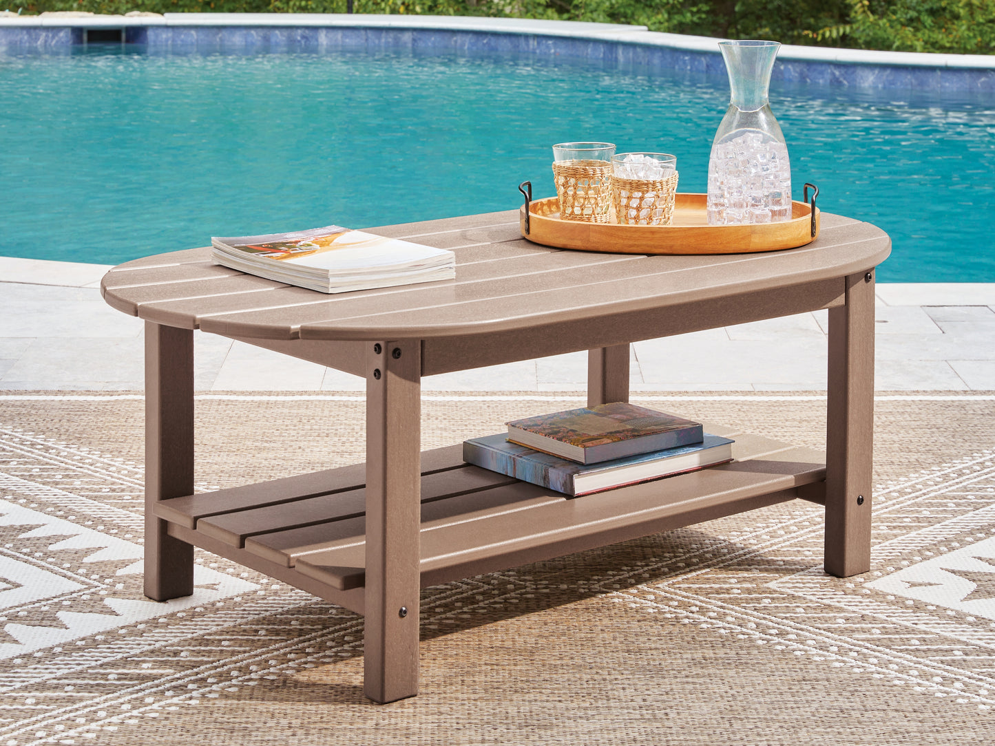 Lakeland Furniture Outlet - Ashley Furniture - Grover Beach Outdoor - Oval Cocktail Table / Driftwood - PCP422-700