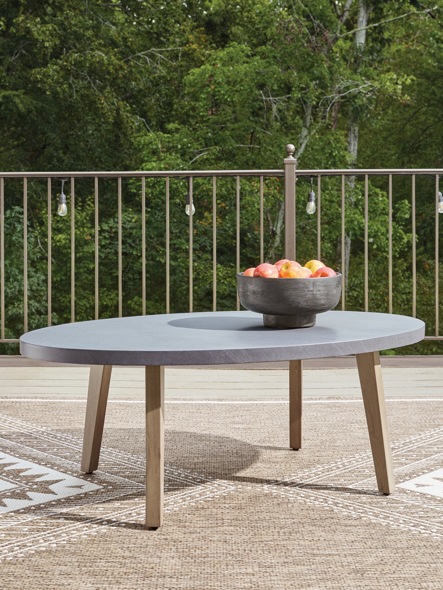 Lakeland Furniture Outlet - Ashley Furniture - Harmony Headlands Outdoor - Oval Cocktail Table / Natural/Gray - PCP428-701