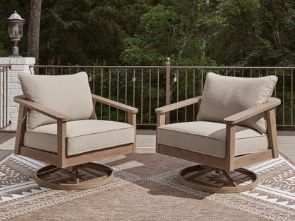 Lakeland Furniture Outlet - Ashley Furniture - Harmony Headlands Outdoor - Swivel Lounge w/ Cushion / Natural/Gray - PCP428-821