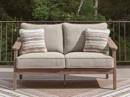 Lakeland Furniture Outlet - Ashley Furniture - Harmony Headlands Outdoor - Loveseat w/Cushion / Natural/Gray - PCP428-835