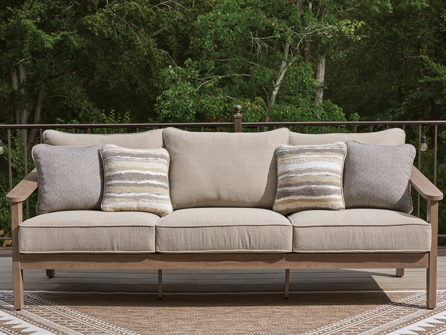 Lakeland Furniture Outlet - Ashley Furniture - Harmony Headlands Outdoor - Sofa with Cushion / Natural/Gray - PCP428-838